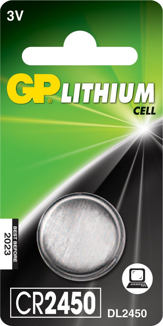 Product Image for Batteri knappcell, Lithium, CR2450, 1-pack