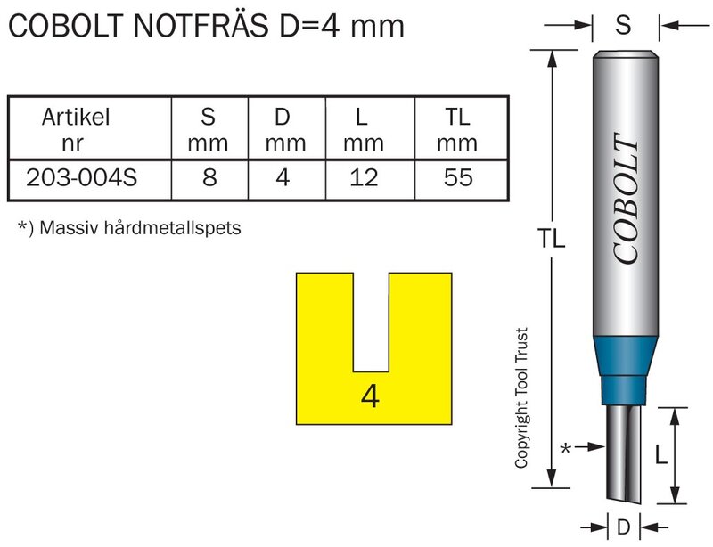 Product Image for HM-notfräs 4 mm, borrande & massiv