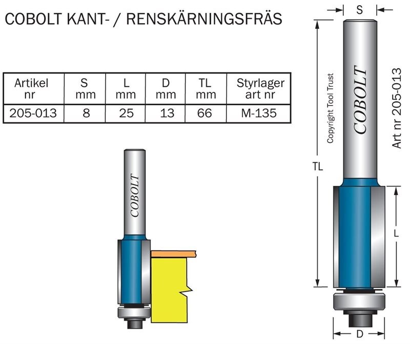 Product Image for HM-kantfräs m kul.l D=13mm L=25mm