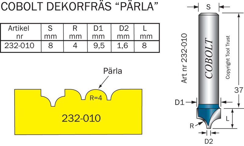 Product Image for HM-dekorfräs D=9,5mm