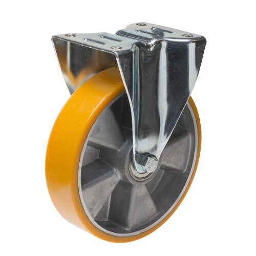 Product Image for Fast industrihjul 160 mm med platta 135x110 mm, PUR-bana, aluminiumnav
