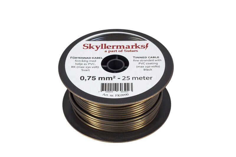 Product Image for Förtennad PVC-kabel RK, svart, 0,75 mm², 25 m