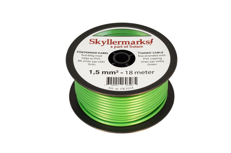 Product Image for Förtennad PVC-kabel RK, grön, 1,5 mm², 18 m