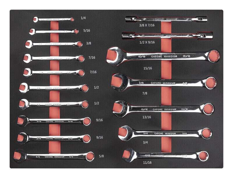 Product Image for Lådinsats med led- och u-ringnycklar i tum, 17 delar