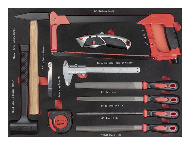 Product Image for Lådinsats med hammare, filar & mätverktyg, 11 delar