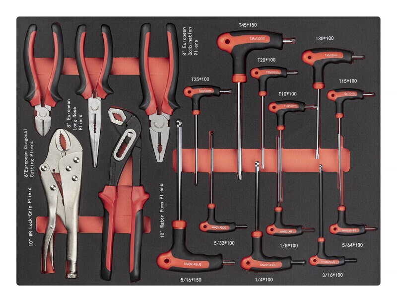 Product Image for Lådinsats med tumverktyg, insex, torx & tänger, 17 delar