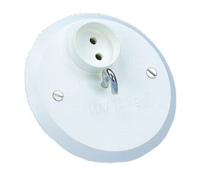 Product Image for Takdoslock med lamputtag & krok, infällt, 2-pol, ojordat