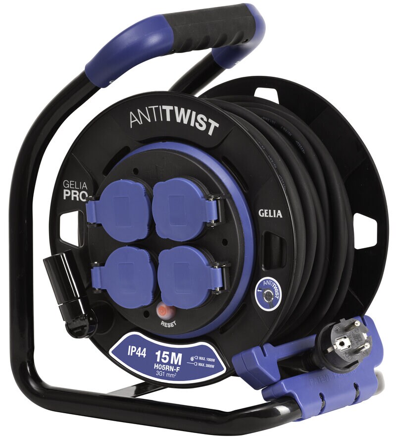 Product Image for Kabelvinda med lock & stålstativ, jordad, fast nav/anti-twist