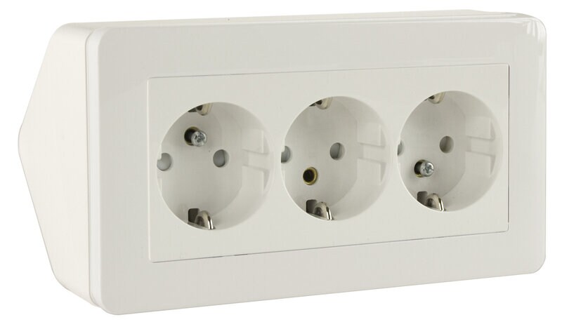 Product Image for Hörnbox med 3-vägs jordat vägguttag, Exxact