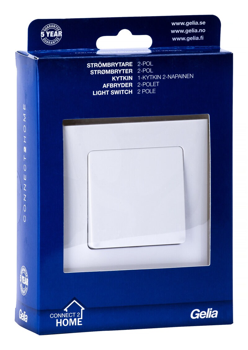Product Image for Strömbrytare 2-pol, 16A, infälld, Connect 2 Home