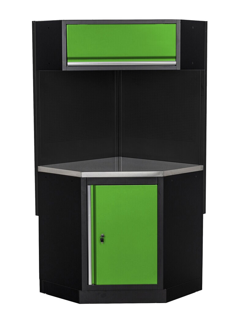 Product Image for Hörnskåp till garageinredning, grön/svart