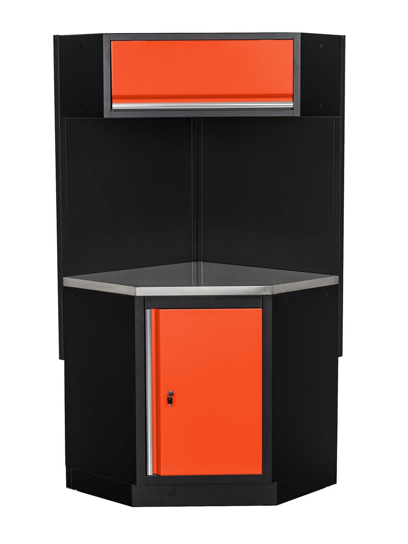 Product Image for Hörnskåp till garageinredning, orange/svart