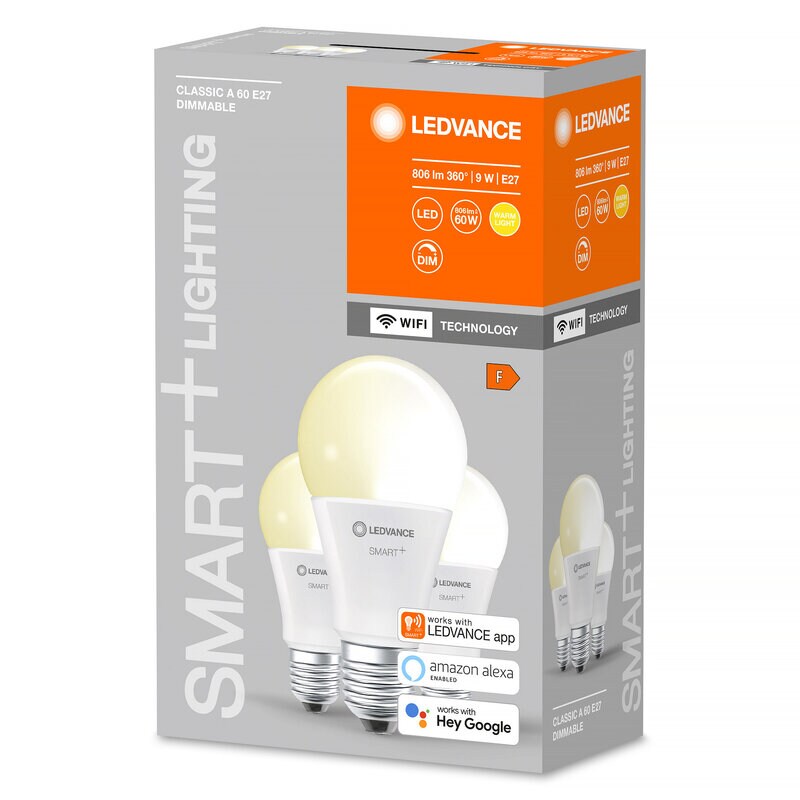 Product Image for LED-lampa Smart+ WiFi, dimbar, E27, 9 W, 3-pack