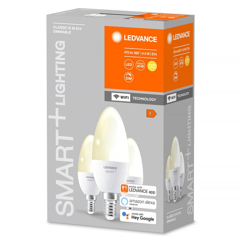 Product Image for LED-lampa, kron Smart+ WiFi, dimbar, E14, 4.9 W, 3-pack