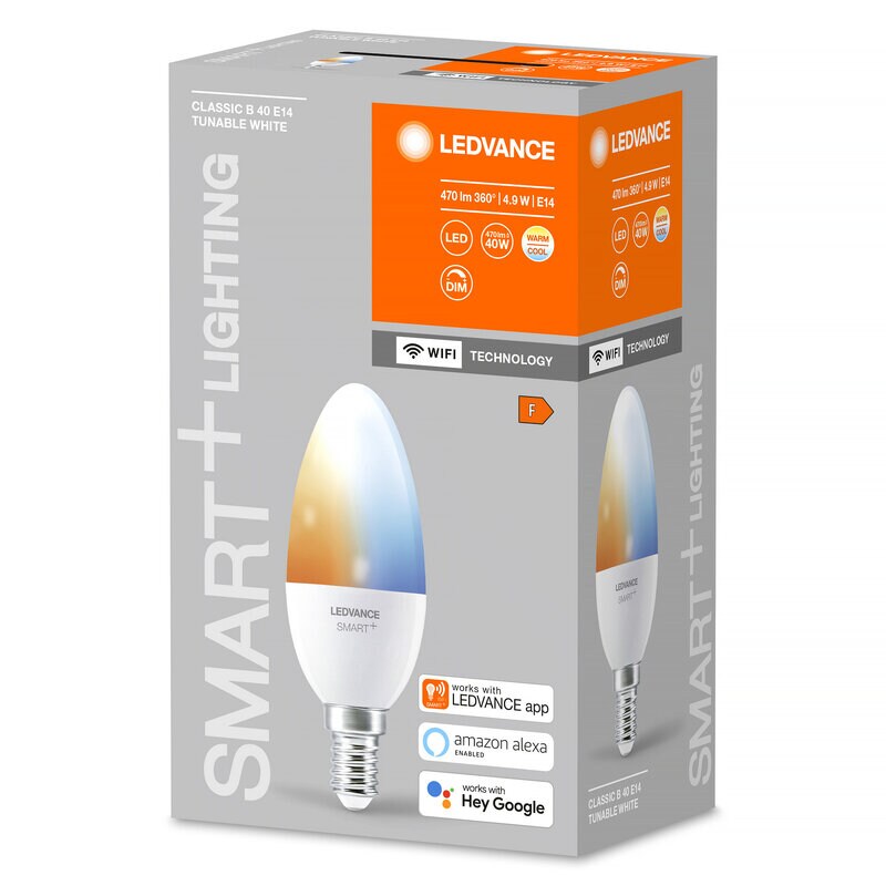 Product Image for LED-lampa kron, Smart+ WiFi, dimbar, E14, 4,9 W