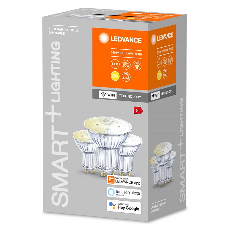 Product Image for LED-lampa, Smart+ WiFi, PAR16, Spot GU10, dimbar, 4,9 W, 3-pack