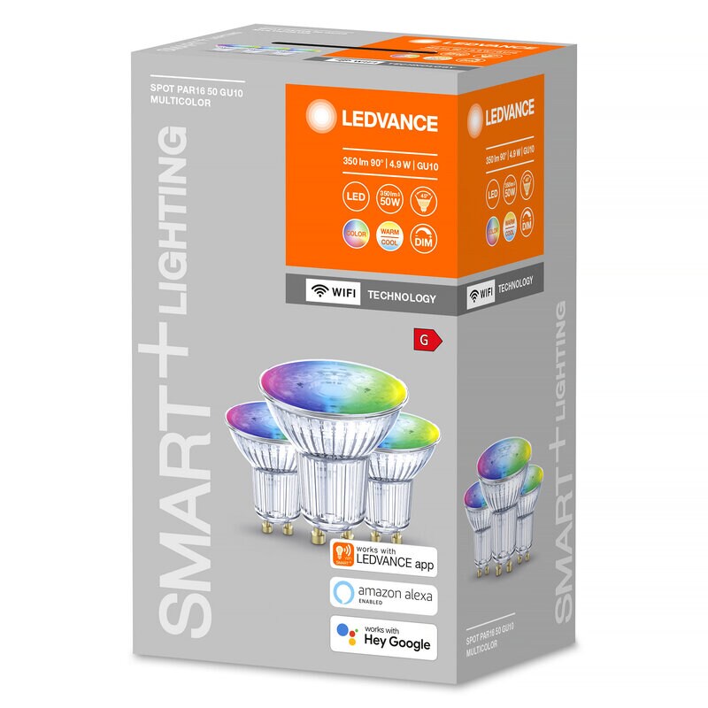 Product Image for LED-lampa, Smart+ WiFi, multifärg, PAR16, Spot GU10, dimbar, 4,9 W, 3-pack