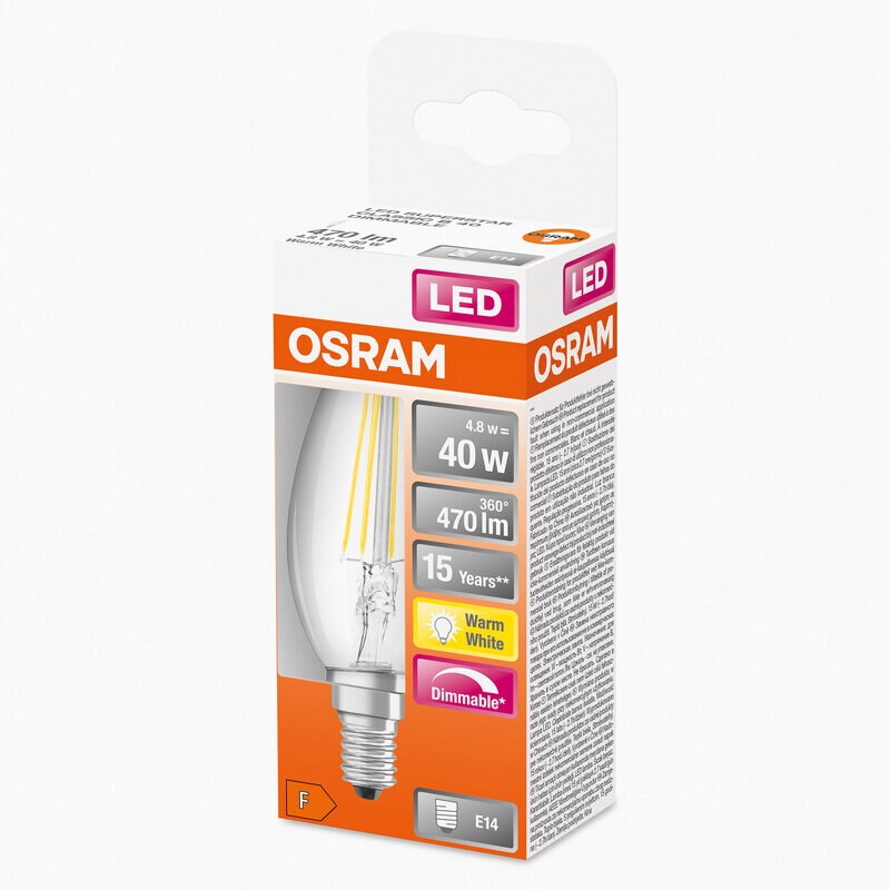 Product Image for LED-lampa kron, klar, dimbar, E14, 4,8 W
