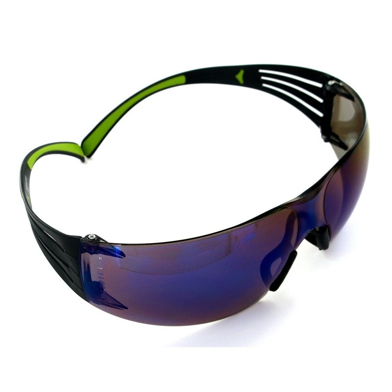 Product Image for Skyddsglasögon SecureFit 400, blå reptålig spegellins, svart/grön båge, SF408AS-EU