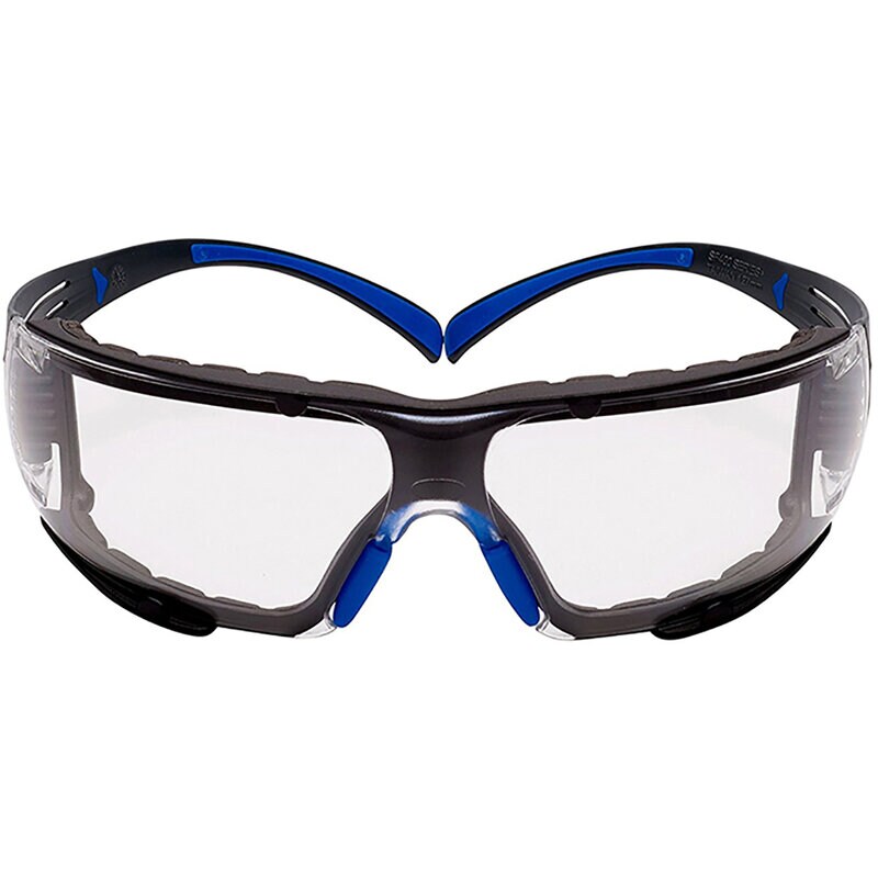 Product Image for Skyddsglasögon SecureFit 400, klar lins med reptålig anti-fog-beläggning, blå/grå båge med skum, SF401SGAF-BLU-F-EU