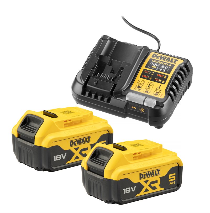 Product Image for Batteripaket, 2 st 18V 5,0 Ah-batterier & laddare DCB1104, DCB1104P2-QW