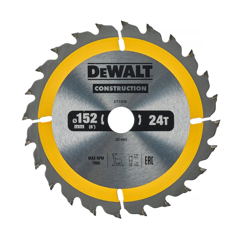 Product Image for Cirkelsågklinga för trä & kompositmaterial, 152x20 mm, 24T, DT1930