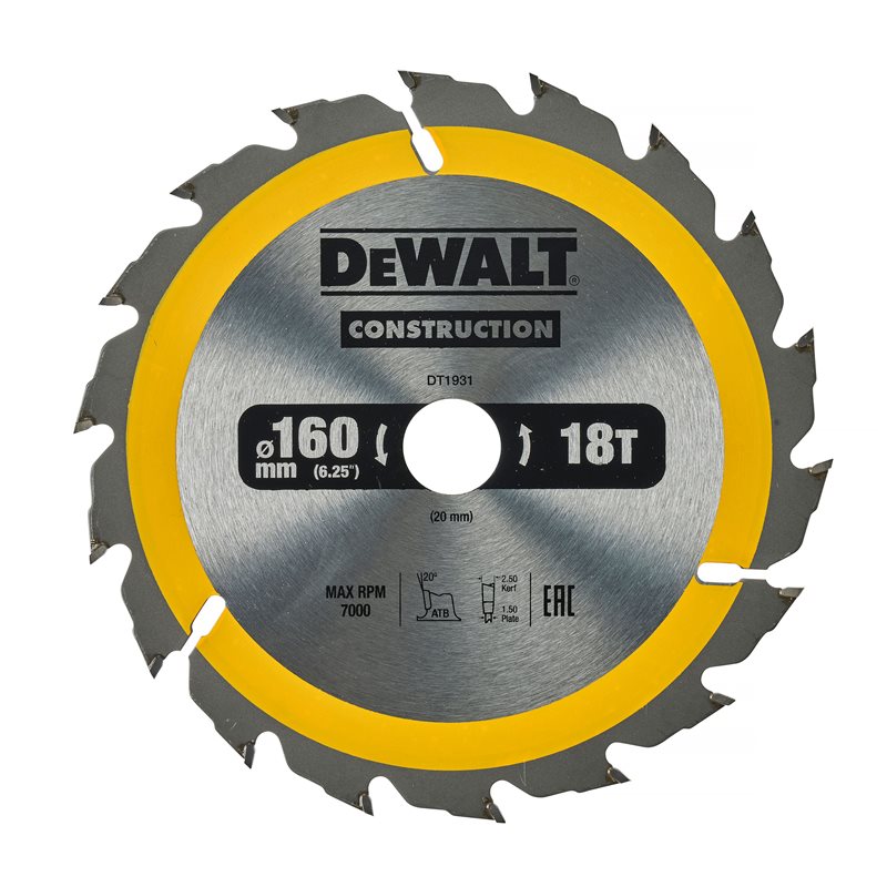 Product Image for Cirkelsågklinga för trä & kompositmaterial, 160x20 mm, 18T, DT1931