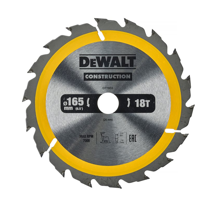 Product Image for Cirkelsågklinga för trä och kompositmaterial, 165x20 mm, 18T, DT1933