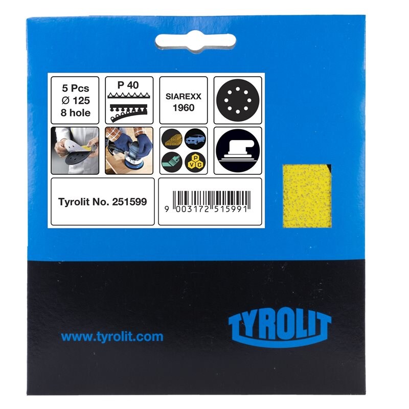 Product Image for Kardborrerondell Siarex 1960 125MM K40 8HÅL Gul 5-pack