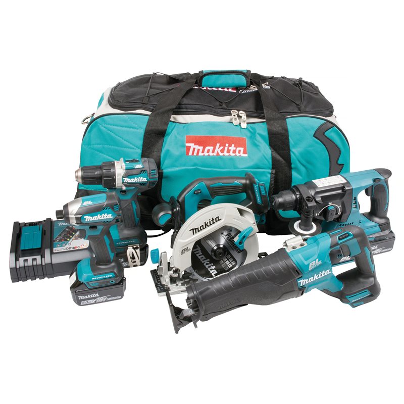 Product Image for Kombikit LXT 18V DLX5032T med 5 verktyg, inkl. 3st 5Ah-batterier & väska