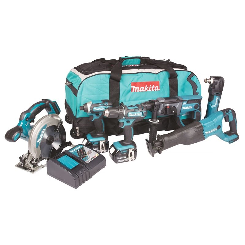 Product Image for Kombikit LXT 18V med 6 st verktyg DLX6038T, inkl. 3st 5,0Ah-batterier & mjuk väska