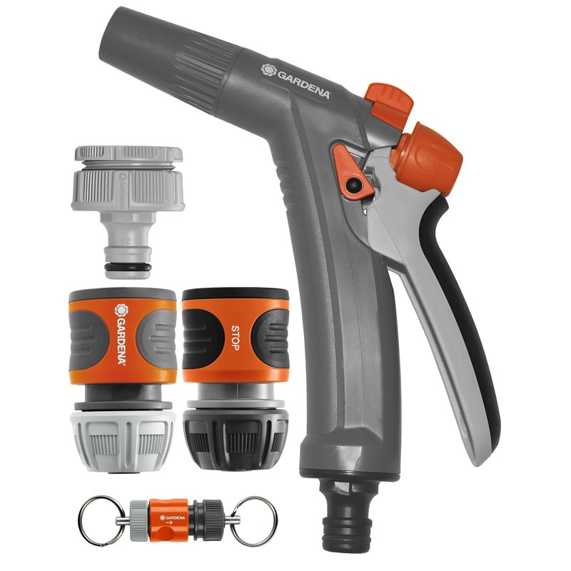 Product Image for Rengöringspistol set med stoppkontakt, slangkoppling, krankoppling, adapter & nyckelring