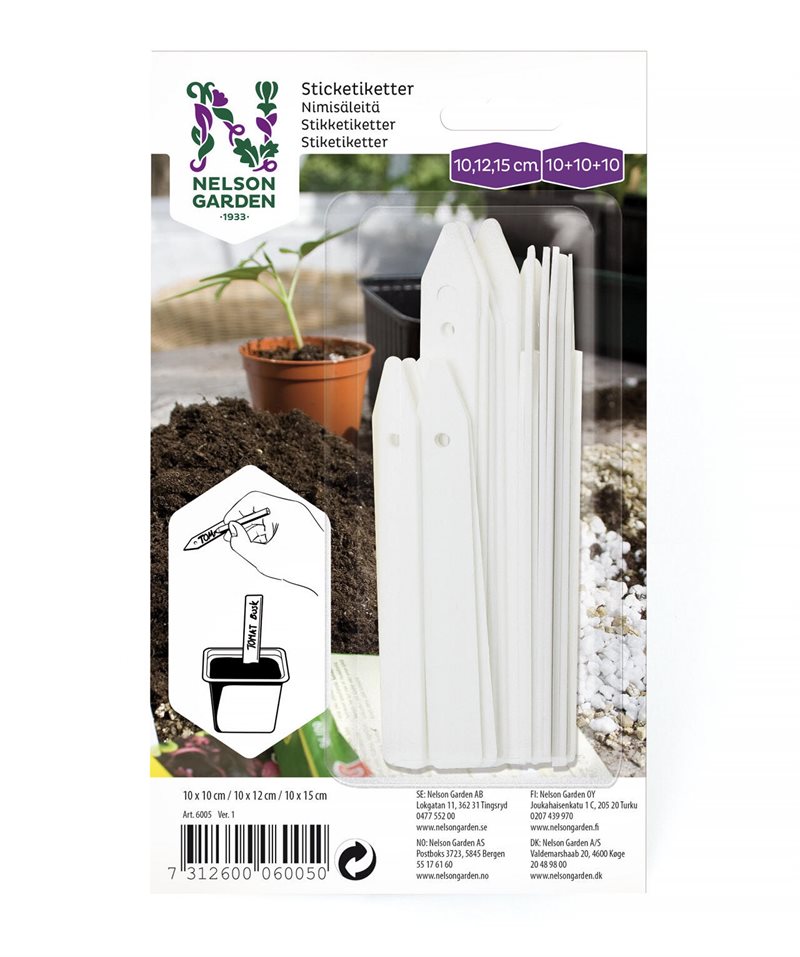 Product Image for Sticketikett plast, 3 storlekar, vit, 3x10 st