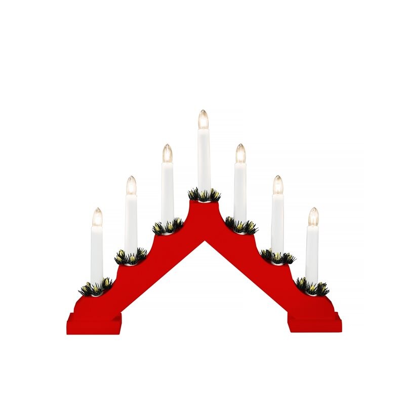 Product Image for Elljusstake, Trä, Röd, 7 Ljus, LED