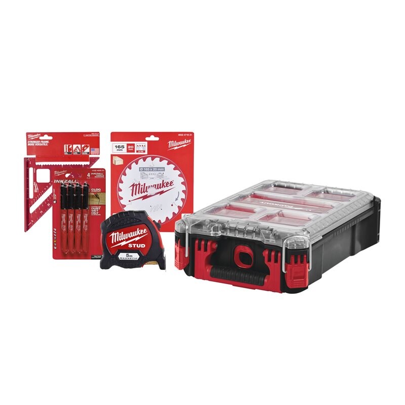 Product Image for Kit med snabbvinkel, märkpennor, cirkelsågklinga, måttband &amp; sortimentbox