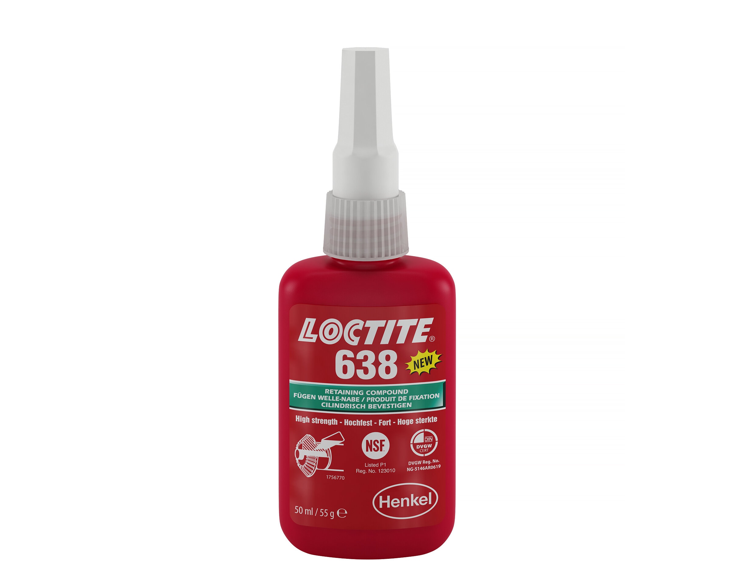 Cylindrisk fastsättning 638, 50 ml 