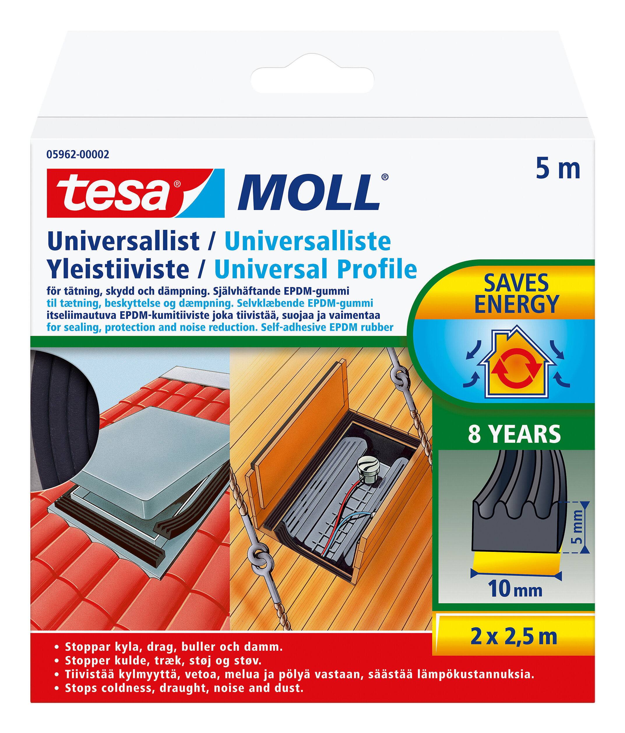 Universallist, 10x5 mm, 5 m, svart